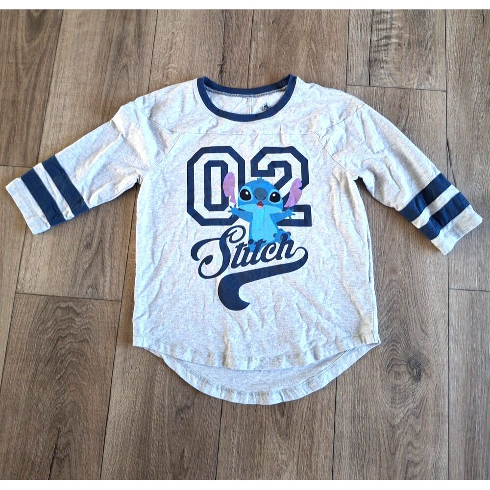 Disney Lilo Stitch Blue Baseball T-Shirt 3/4 Sleeve from Tokyo Disney Size Large